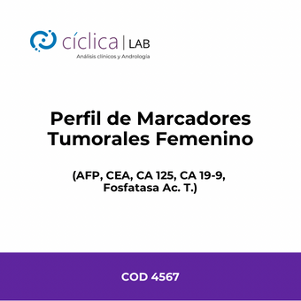 LAB-0053 PERFIL DE MARCADORES TUMORALES FEMENINO (AFP, CEA, CA125, CA 19-9, Fosfatasa ac. T.)